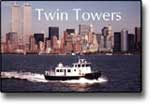 The World Trade Center with ferry postcard