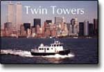 The World Trade Center with ferry postcard